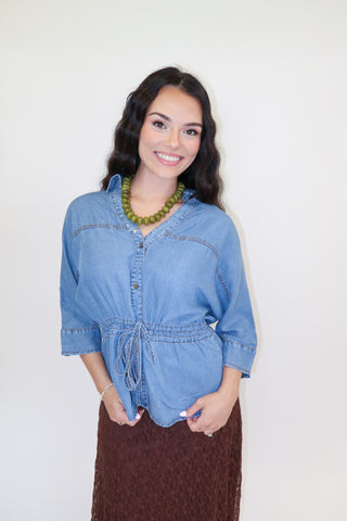 Plans Pending Drawstring Waist Top - The Pink Tulip Clothing