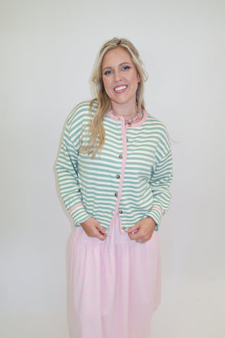Cotton Candy Stripe Cardigan - The Pink Tulip Clothing
