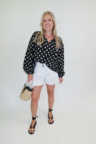 Play It Classic Polka Dot Top - The Pink Tulip Clothing