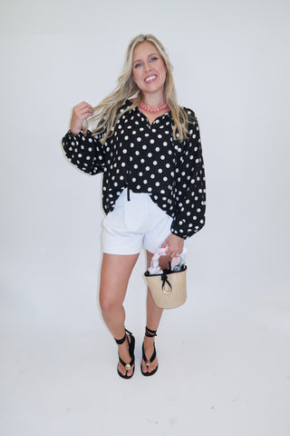 Play It Classic Polka Dot Top - The Pink Tulip Clothing