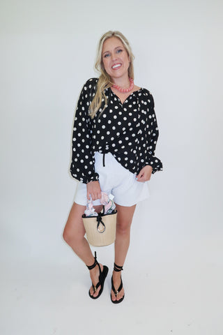 Play It Classic Polka Dot Top - The Pink Tulip Clothing