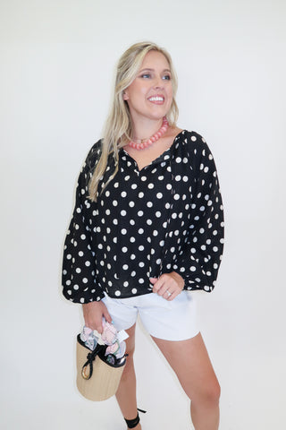 Play It Classic Polka Dot Top - The Pink Tulip Clothing