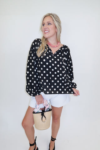 Play It Classic Polka Dot Top - The Pink Tulip Clothing