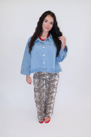 Blue Horizon Swing Denim Jacket - The Pink Tulip Clothing