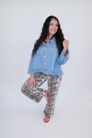 Blue Horizon Swing Denim Jacket - The Pink Tulip Clothing