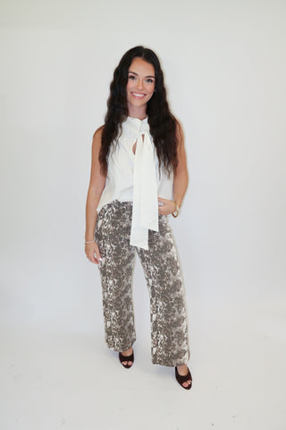 Off the Record Tie Neck Top - The Pink Tulip Clothing
