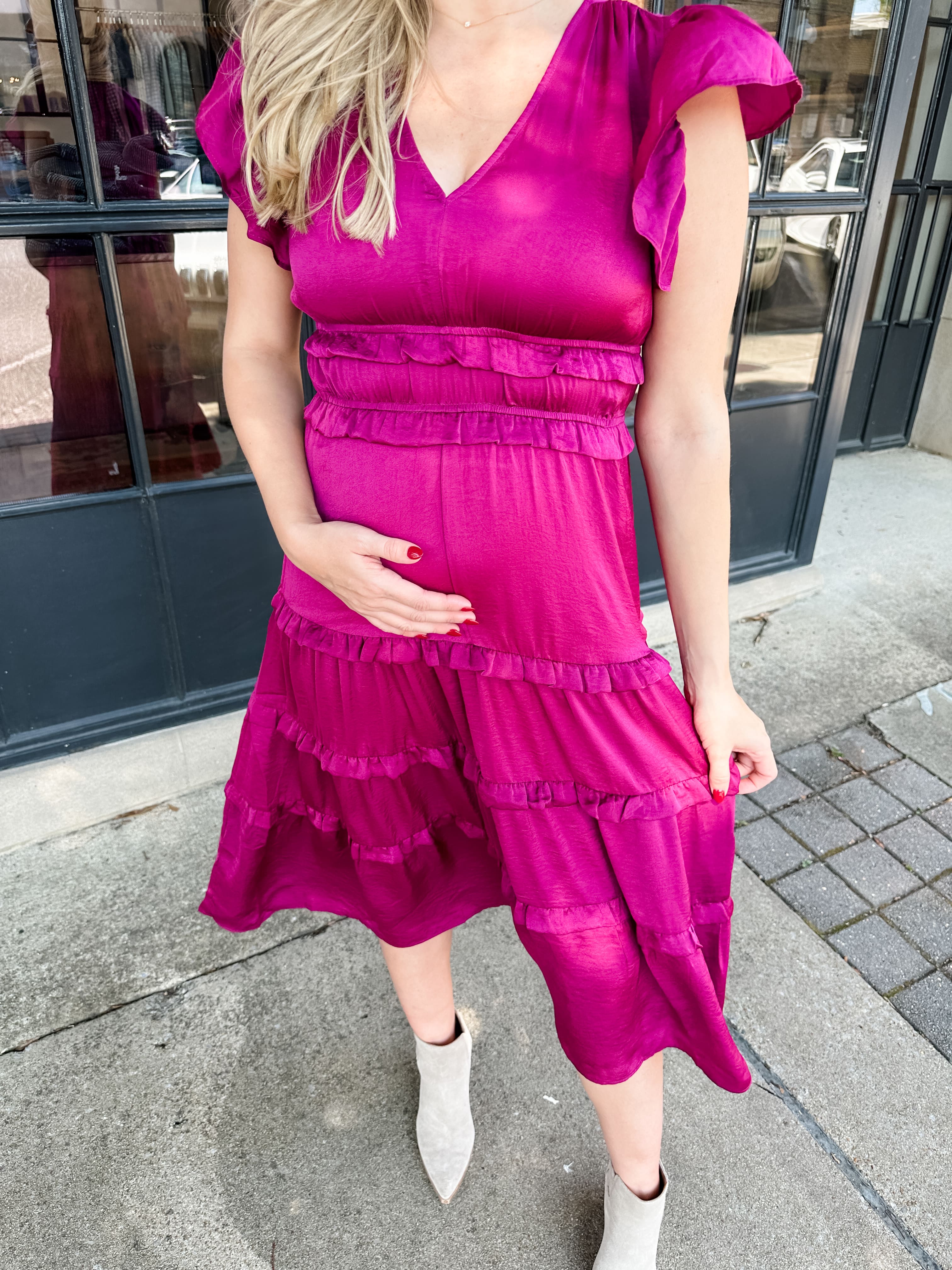 Silky Ruffle Midi Dress