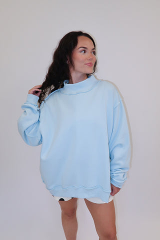 Blue Hour Mock Neck Sweatshirt - The Pink Tulip Clothing