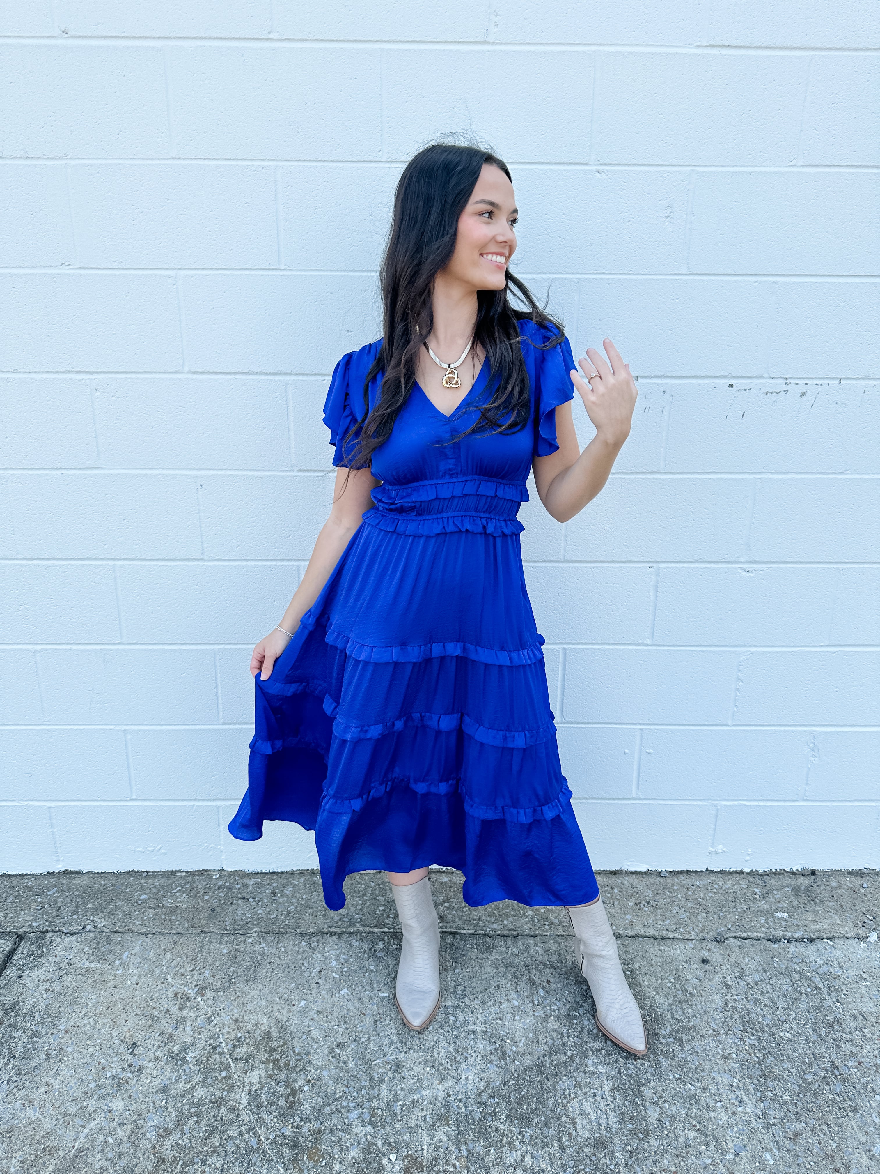 Silky Ruffle Midi Dress