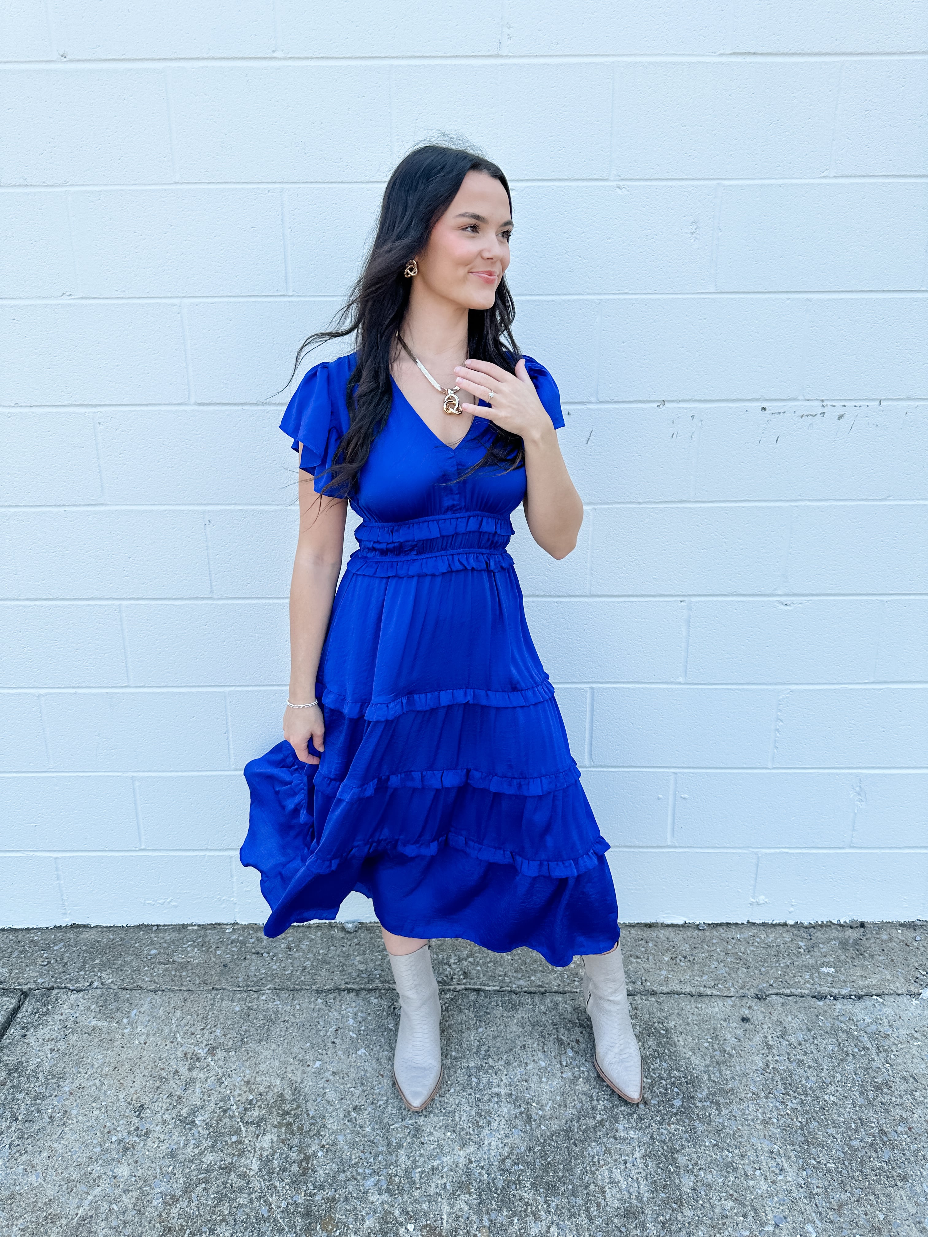 Silky Ruffle Midi Dress