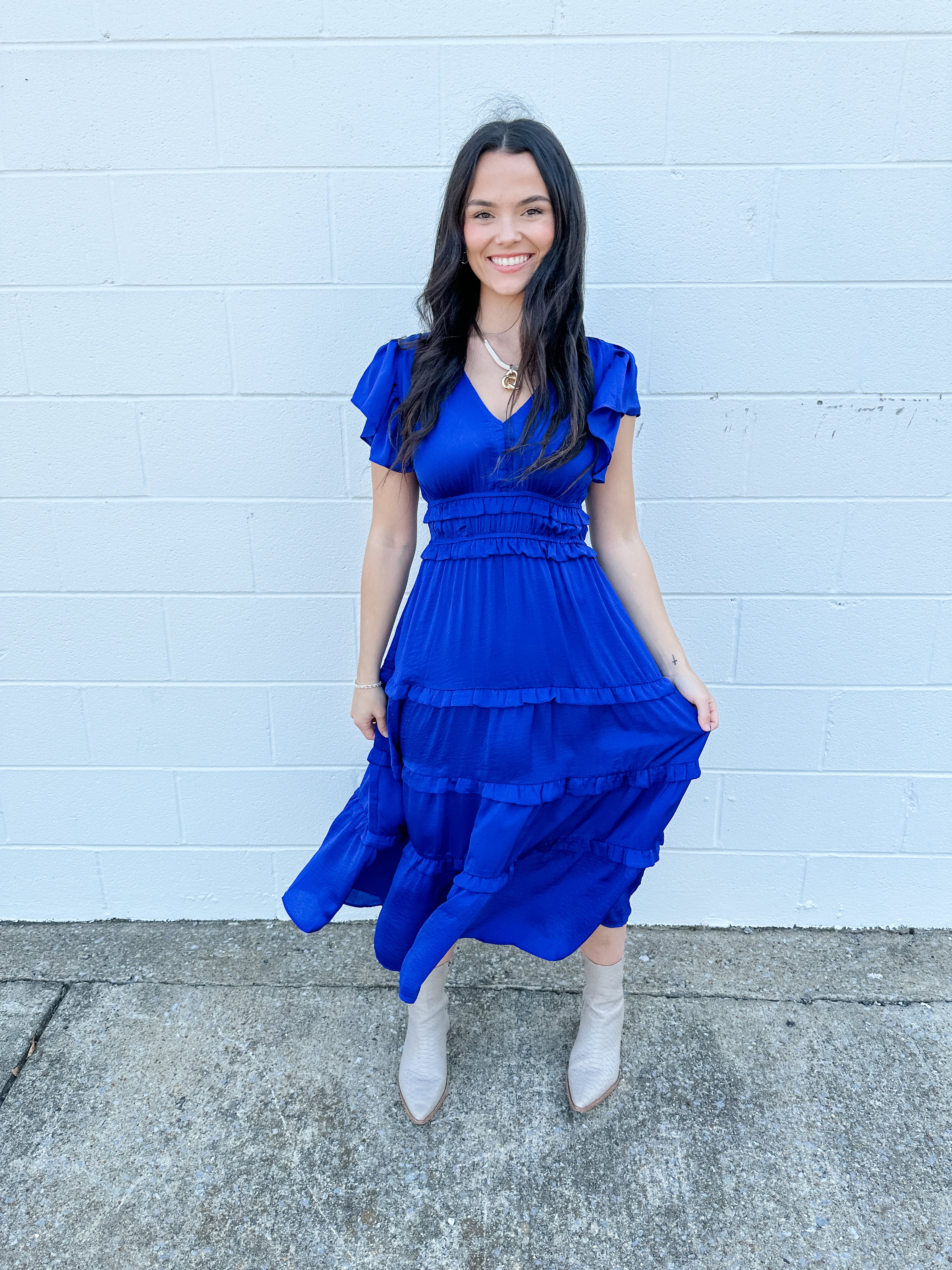 Silky Ruffle Midi Dress