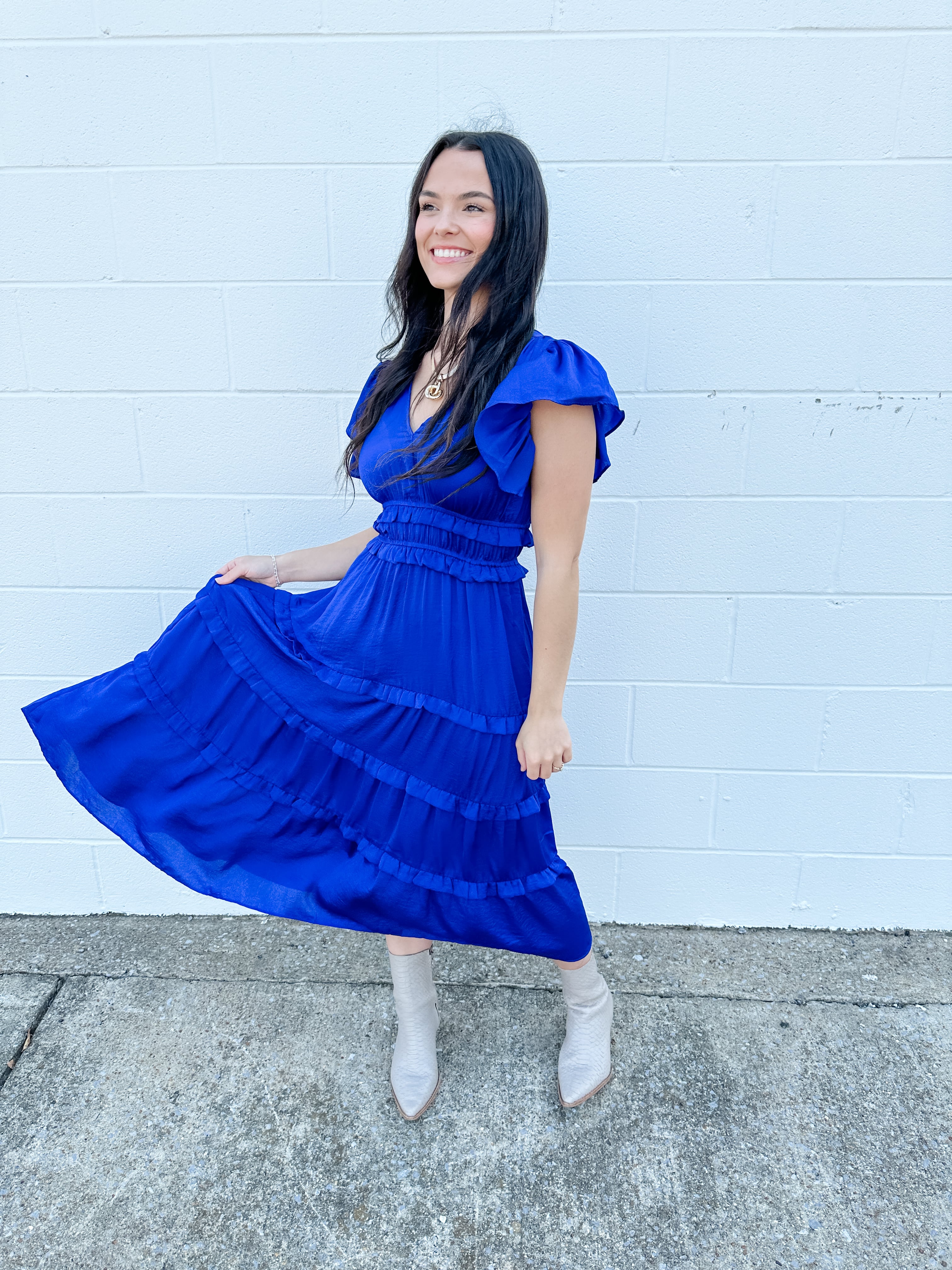 Silky Ruffle Midi Dress