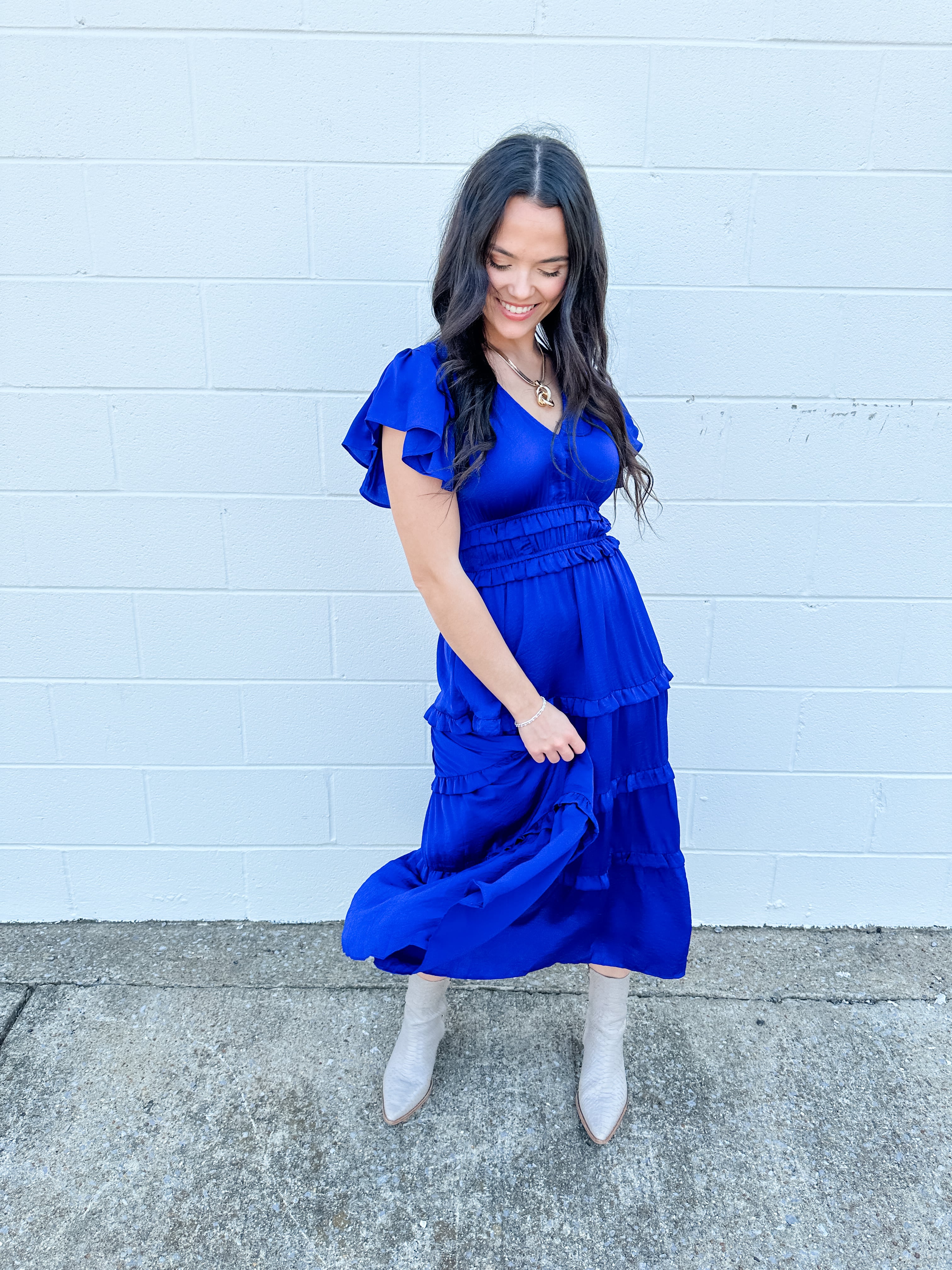 Silky Ruffle Midi Dress