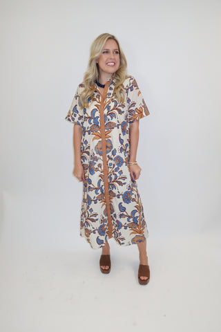 Coastal Bloom Floral Midi Dress