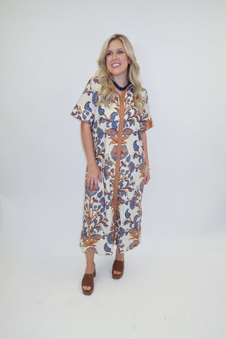 Coastal Bloom Floral Midi Dress