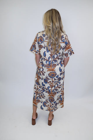 Coastal Bloom Floral Midi Dress