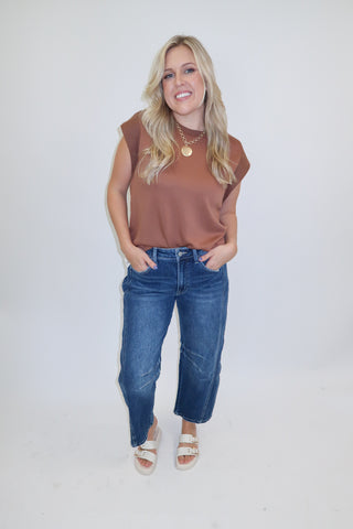 Keep It Moving Ribbed Cap Sleeve Knit Top