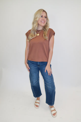 Keep It Moving Ribbed Cap Sleeve Knit Top