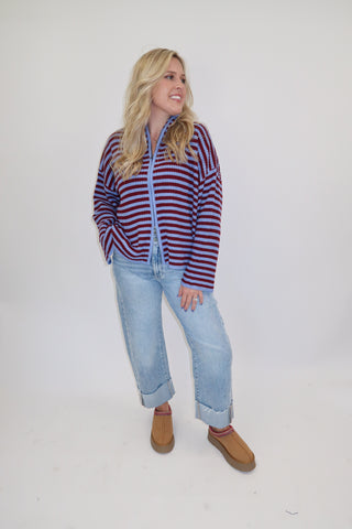 In The Mix Stripe Zip Cardigan