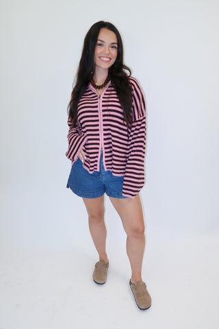In The Mix Stripe Zip Cardigan