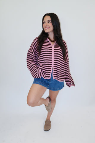 In The Mix Stripe Zip Cardigan