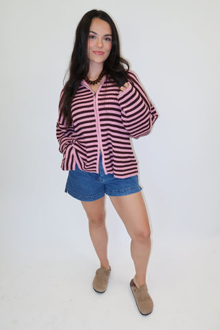 In The Mix Stripe Zip Cardigan