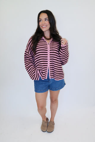 In The Mix Stripe Zip Cardigan