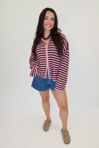 In The Mix Stripe Zip Cardigan