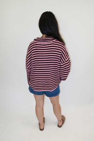 In The Mix Stripe Zip Cardigan