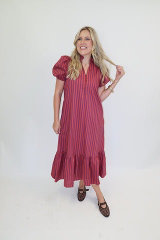 Worth The Trip Stripe Midi Dress