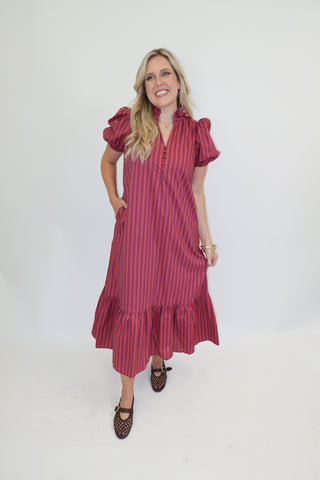 Worth The Trip Stripe Midi Dress