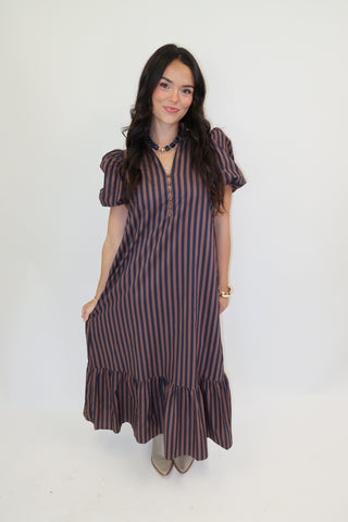Worth The Trip Stripe Midi Dress