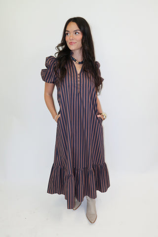 Worth The Trip Stripe Midi Dress