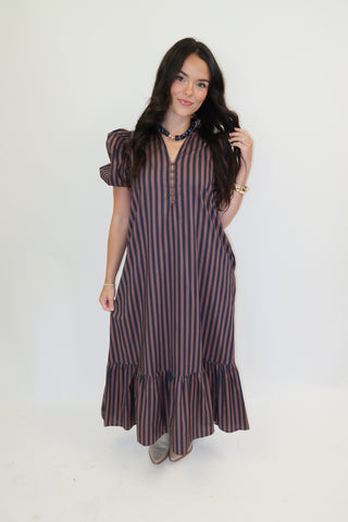 Worth The Trip Stripe Midi Dress
