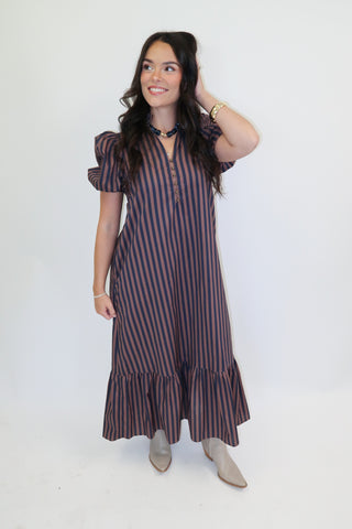 Worth The Trip Stripe Midi Dress