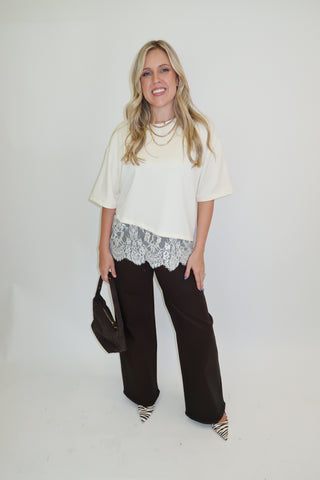 Just A Detail Lace Trim Top