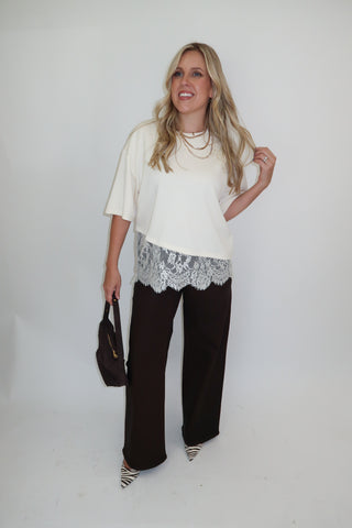 Just A Detail Lace Trim Top