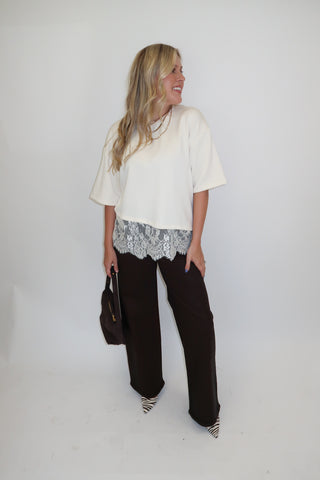 Just A Detail Lace Trim Top