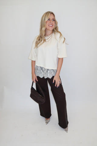 Just A Detail Lace Trim Top