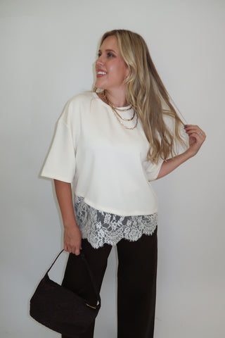 Just A Detail Lace Trim Top