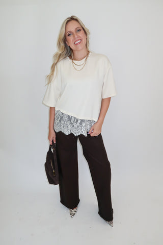 Just A Detail Lace Trim Top
