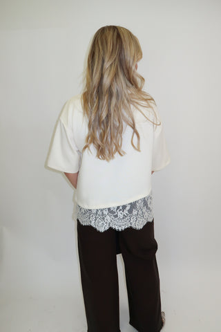 Just A Detail Lace Trim Top