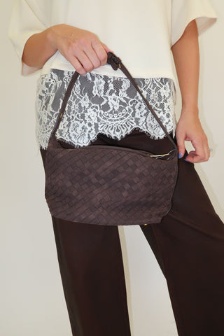 Chocolate Woven Shoulder Bag