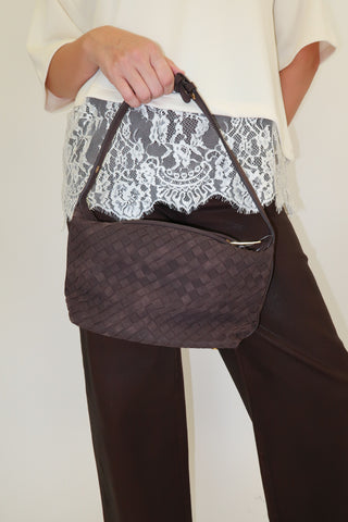 Chocolate Woven Shoulder Bag