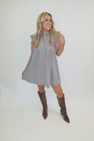 Check Please Ruffle Midi Dress