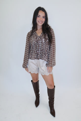 Cross My Mind Plaid Top