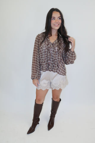 Cross My Mind Plaid Top