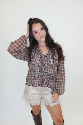 Cross My Mind Plaid Top