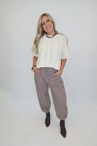 Cozy Chapter Cable Knit Boxy Sweater Top