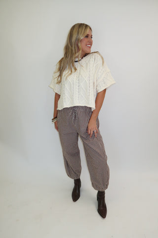 Cozy Chapter Cable Knit Boxy Sweater Top